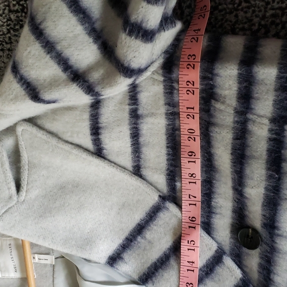 Avec Les Filles Sailor Stripe Double Breasted Peacoat Navy and White Size M NWT - Picture 16 of 16